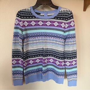 Talbots Lavender and Mint Fair Isle Crewneck Sweater - Size XS